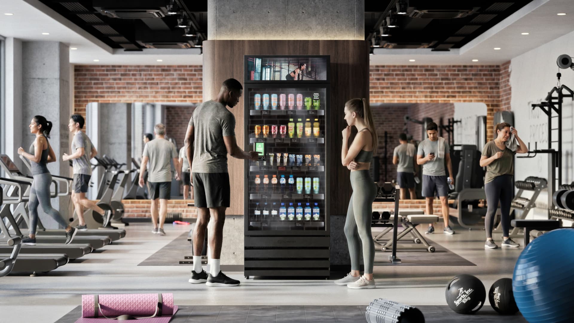 Top Dawg smart vending machine in a gyms setting