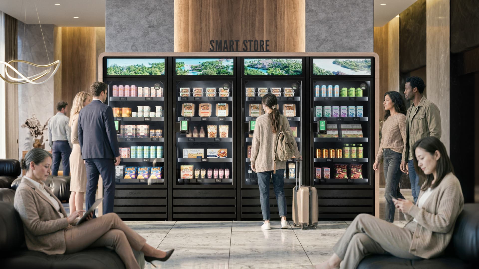 Top Dawg smart vending machine in a hotels setting